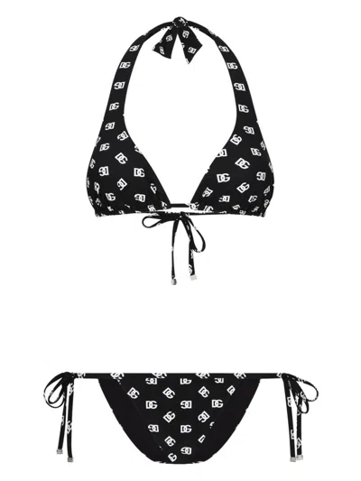 DOLCE & GABBANA DNA DG-LOGO PRINT TRIANGLE-CUP BIKINI SET