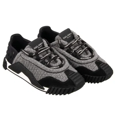 DOLCE & GABBANA DOLCE & GABBANA DG LOGO SCHURWOLLE LOW TOP SNEAKER SCHUHE NS1 GRAU 13372