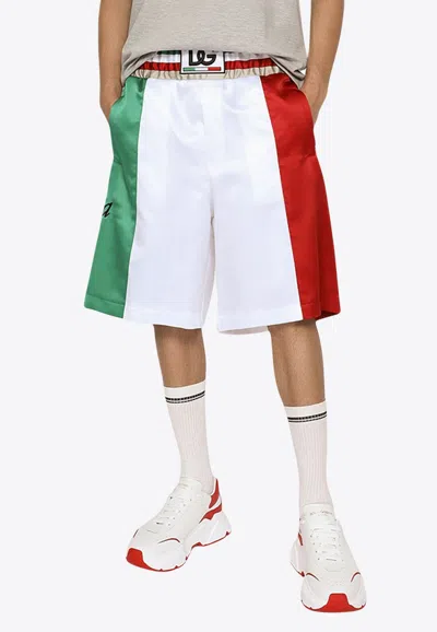 DOLCE & GABBANA DG PATCH SATIN SHORTS