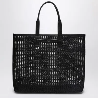 DOLCE & GABBANA DOLCE&GABBANA ADAMO SHOPPING BAG IN BLACK WOVEN MESH