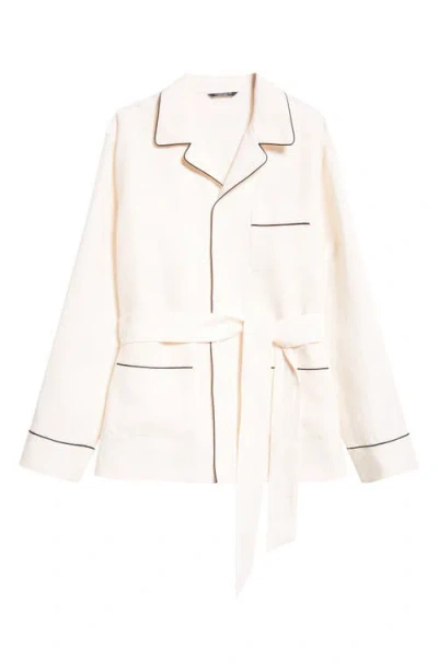 DOLCE & GABBANA DOLCE&GABBANA BELTED LINEN & SILK PAJAMA JACKET