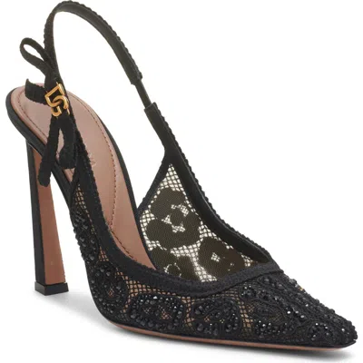 DOLCE & GABBANA DOLCE&GABBANA EMBELLISHED LACE SLINGBACK PUMP