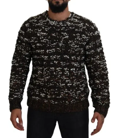 DOLCE & GABBANA DOLCE&GABBANA FATTO A MANO MEN BROWN SWEATER WOOL BLEND KNITTED CASUAL PULLOVER
