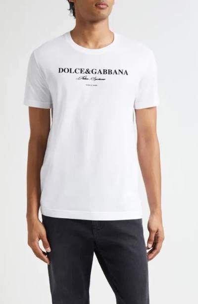 DOLCE & GABBANA DOLCE&GABBANA FLOCKED LOGO T-SHIRT