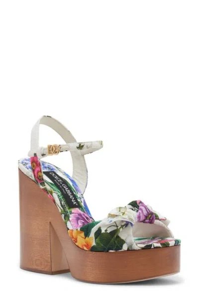 DOLCE & GABBANA DOLCE&GABBANA GARDENIA PRINT PLATFORM SANDAL
