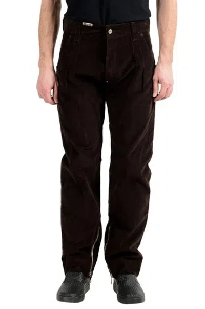 DOLCE & GABBANA DOLCE&GABBANA HERREN BROWN PLISSIERT KORD FREIZEITHOSE