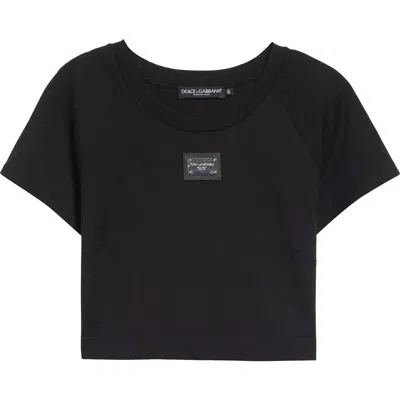 DOLCE & GABBANA DOLCE&GABBANA LOGO PLATE CROP TOP