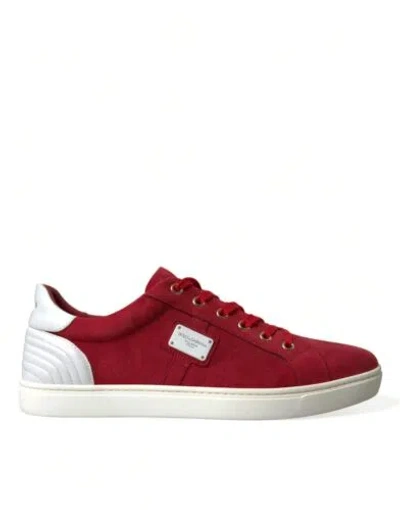 DOLCE & GABBANA DOLCE&GABBANA MEN RED SNEAKERS LEATHER SOLID LACE UP ATHLETIC FLAT TRAINER SHOES