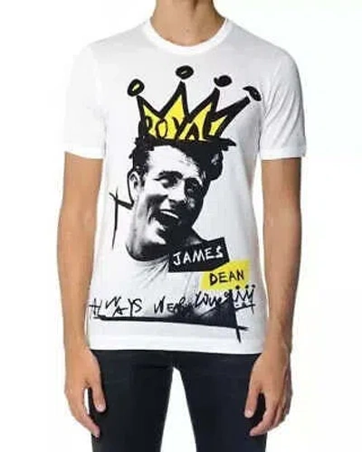 DOLCE & GABBANA DOLCE&GABBANA MEN WHITE T-SHIRT 100% COTTON JAMES DEAN SHORT SLEEVES TOP IT 44