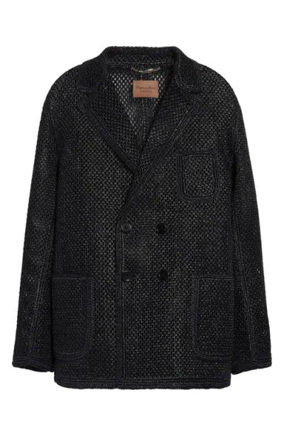 DOLCE & GABBANA DOLCE&GABBANA PORTOFINO DOUBLE BREASTED RAFFIA MESH SPORT COAT