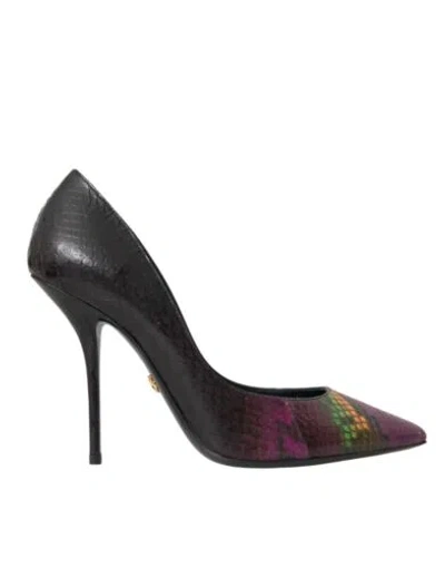 DOLCE & GABBANA DOLCE&GABBANA WOMEN MULTICOLOR PUMPS LEATHER PYTHON SKIN PARTY HIGH HEEL SHOES