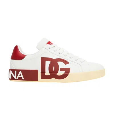 DOLCE & GABBANA DOLCE & GABBANA DOLCE & GABBANA PORTOFINO LOW 'DG LOGO PRINT - WHITE RED' | MEN'S SIZE 39.5