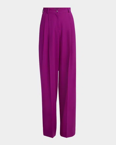 DOLCE & GABBANA DOUBLE-PLEATED STRAIGHT-LEG WOOL PANTS