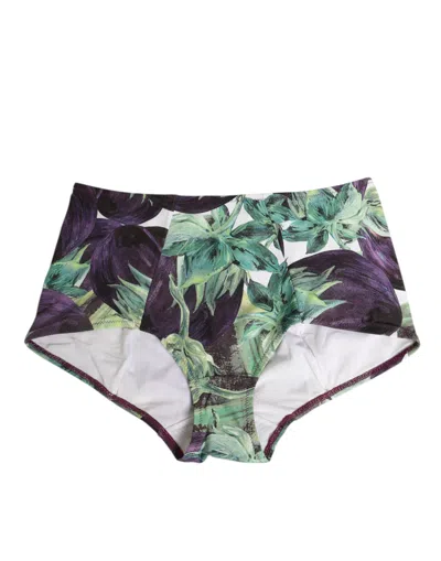 DOLCE & GABBANA EGGPLANT PRINT HIGH-WAIST BRIEFS UNDERWEAR