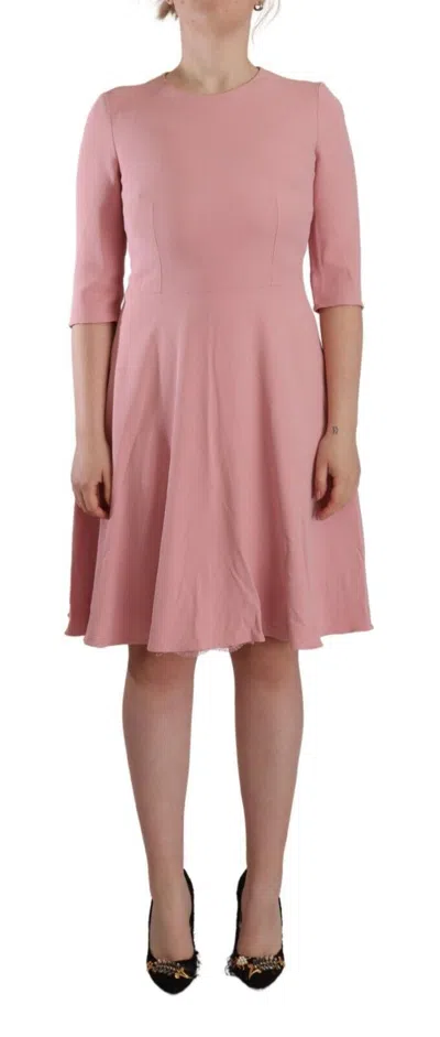 DOLCE & GABBANA ELEGANT PINK A-LINE KNEE LENGTH DRESS
