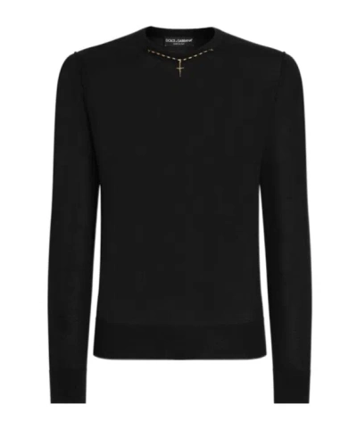 DOLCE & GABBANA DOLCE  GABBANA EMBELLISHED CREWNECK KNITTED JUMPER