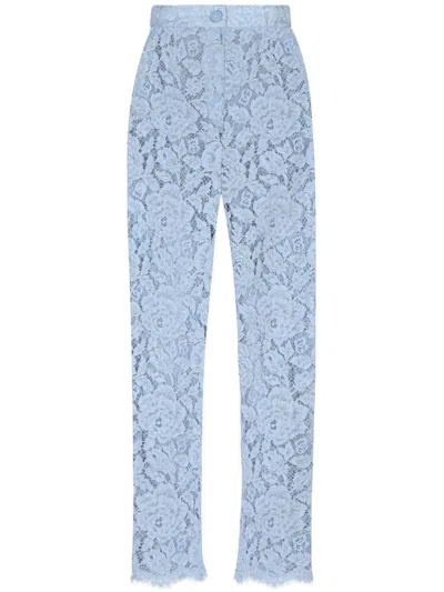 DOLCE & GABBANA DNA EMBROIDERED LACE TROUSERS