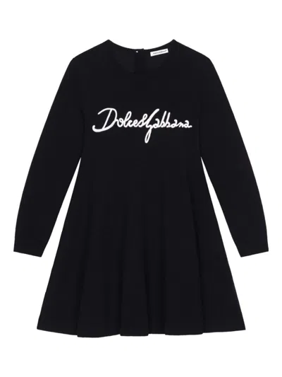 DOLCE & GABBANA EMBROIDERED LOGO DRESS