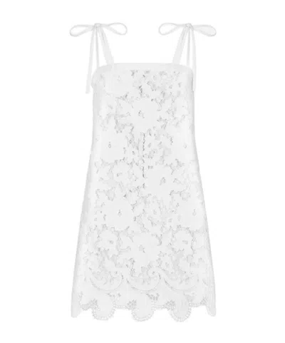 DOLCE & GABBANA DOLCE  GABBANA FLORAL OPENWORK EMBROIDERED MINI DRESS
