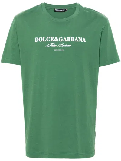 DOLCE & GABBANA FLOCKED-LOGO COTTON T-SHIRT