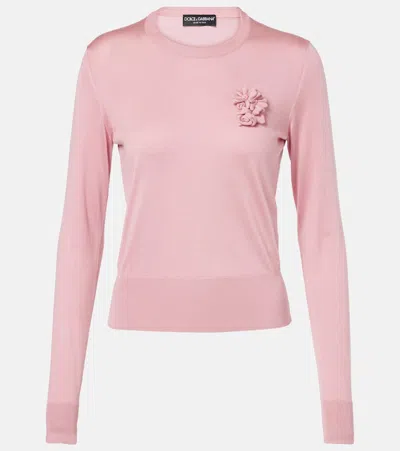 DOLCE & GABBANA FLORAL-APPLIQUÉ SWEATER