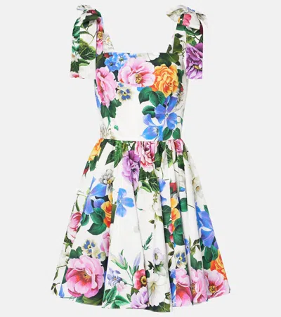 DOLCE & GABBANA FLORAL COTTON POPLIN MINIDRESS