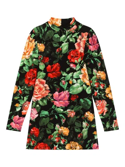 DOLCE & GABBANA FLORAL INTERLOCK DRESS