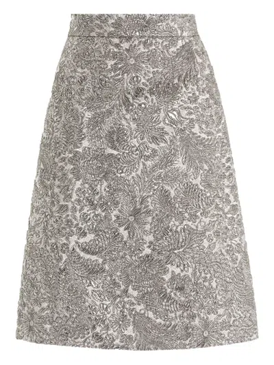 DOLCE & GABBANA FLORAL-JACQUARD LAMÉ SKIRT