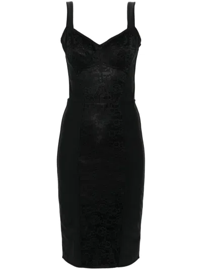 DOLCE & GABBANA FLORAL-LACE DETAIL DRESS