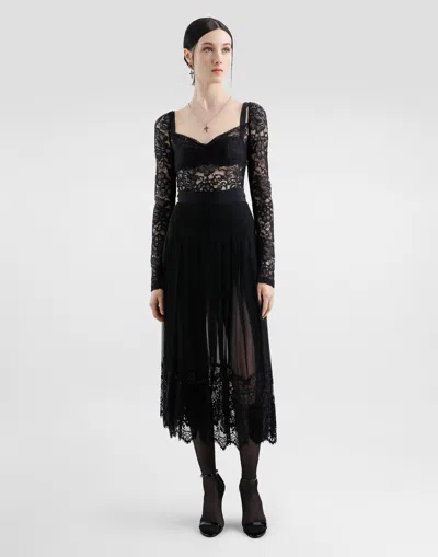 DOLCE & GABBANA FLORAL LACE TOP WITH A SWEETHEART NECKLINE