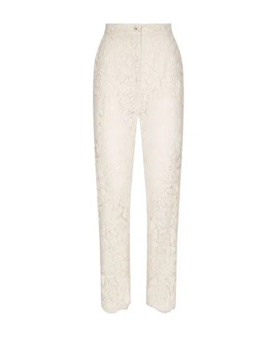 DOLCE & GABBANA DOLCE  GABBANA SEMI-SHEER FLORAL LACE TROUSERS