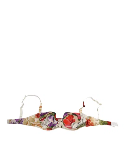 DOLCE & GABBANA FLORAL PRINT SEMI PADDED BALCONETTE BRA UNDERWEAR