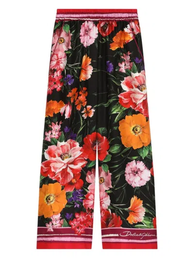 DOLCE & GABBANA FLORAL-PRINT SILK TROUSERS