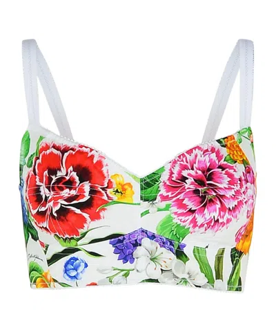 DOLCE & GABBANA DOLCE  GABBANA FLORAL PRINTED CROPPED TOP