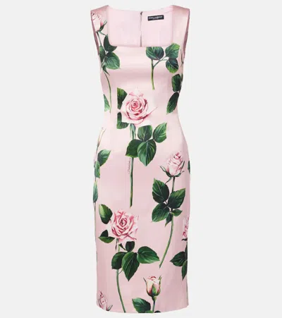 DOLCE & GABBANA FLORAL SATIN COCKTAIL DRESS