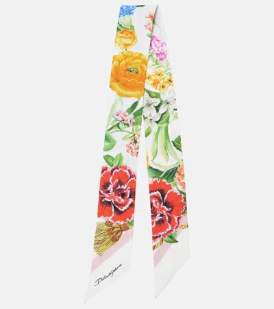 DOLCE & GABBANA FLORAL SILK TWILL SCARF