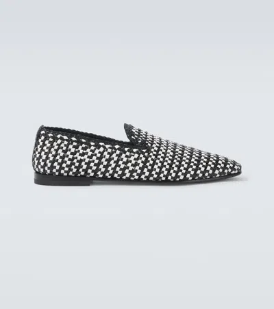 DOLCE & GABBANA WOVEN LEATHER SLIP-ON SHOES