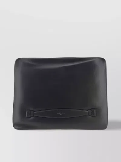 DOLCE & GABBANA FRONT PANEL HANDLE LEATHER RECTANGULAR CLUTCH BAG