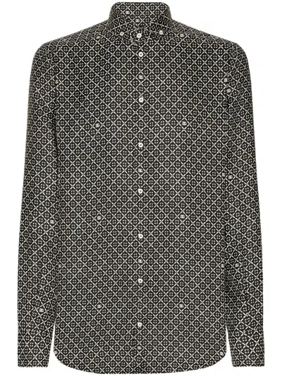 DOLCE & GABBANA GEOMETRIC-PRINT SILK SHIRT