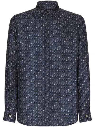 DOLCE & GABBANA GEOMETRIC-PRINT SILK SHIRT