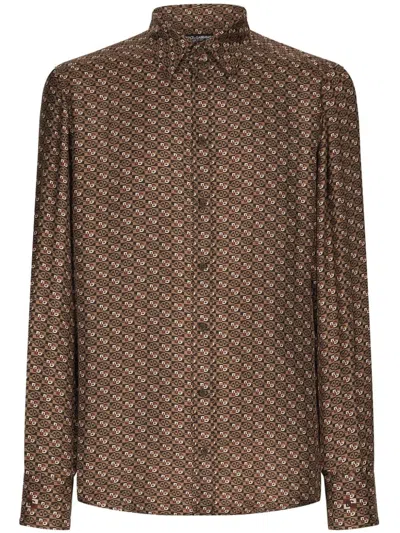 DOLCE & GABBANA GEOMETRIC-PRINT SILK SHIRT