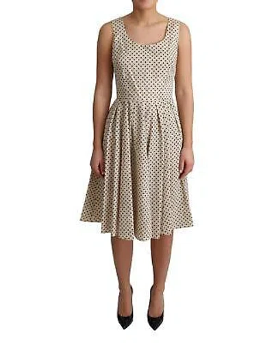 DOLCE & GABBANA DOLCE & GABBANA GEPUNKTETES BAUMWOLLKLEID IN A-LINIE - DRESSES - BEIGE -SIZE
