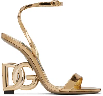 DOLCE & GABBANA GOLD WEDGE HEELED SANDALS