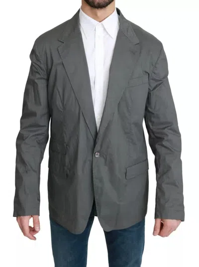 DOLCE & GABBANA GRAY COTTON SINGLE BREASTED FORMAL BLAZER