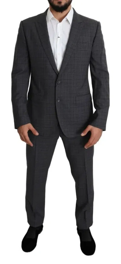 DOLCE & GABBANA GRAY WOOL MEN FORMAL 2 PIECE MARTINI SUIT
