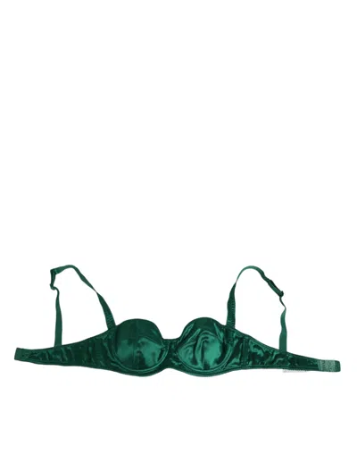 DOLCE & GABBANA GREEN SATIN SEMI-PADDED UNDERWIRE MUSK UNDERWEAR