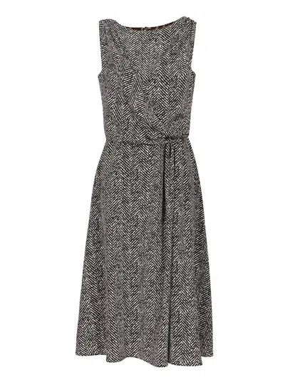 DOLCE & GABBANA HEAVY CREPE DRESS WITH CHEVRON PRINT DRESSES GREY