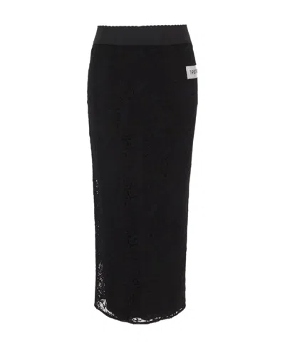 DOLCE & GABBANA DOLCE  GABBANA NUMBER PATCH LACE DETAILED SKIRT