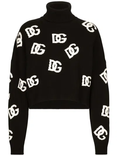 DOLCE & GABBANA DOLCE & GABBANA INTARSIA KNIT LOGO JUMPER