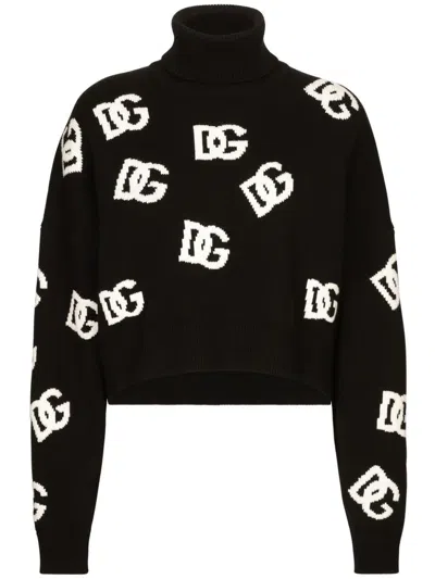 DOLCE & GABBANA DNA INTARSIA-KNIT LOGO JUMPER